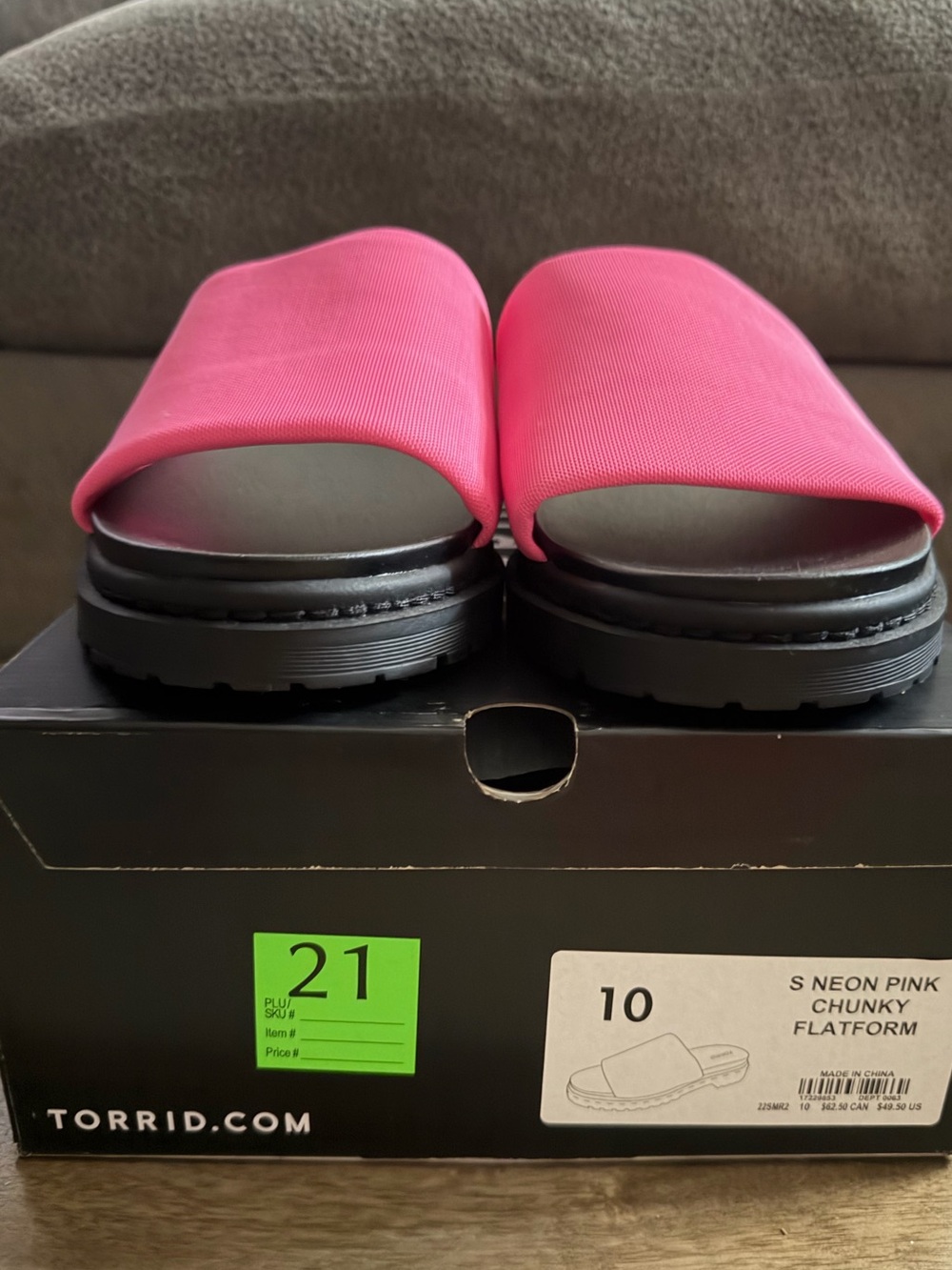 Torrid Neon Pink Chunky Slide Sandals
